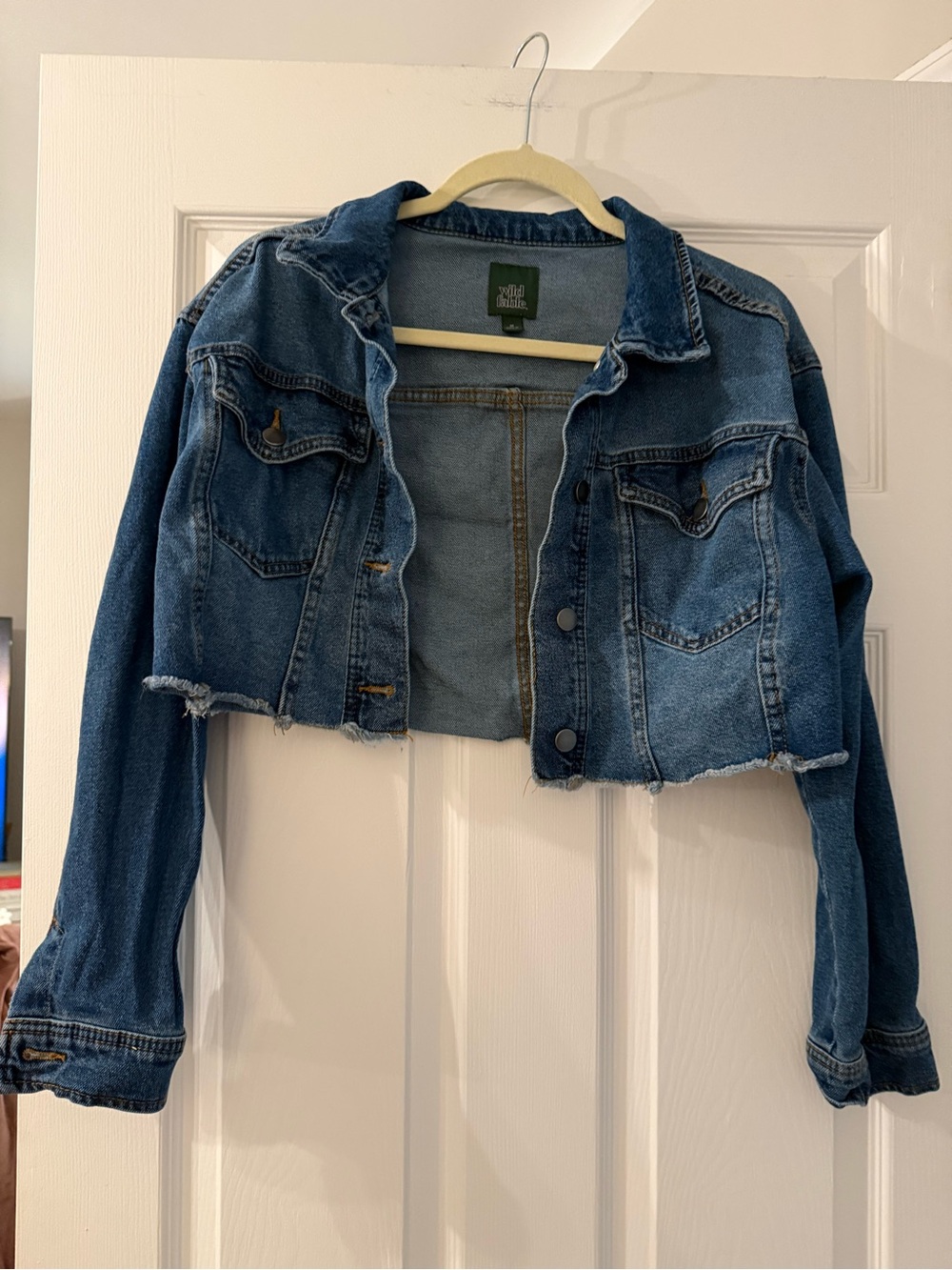 wild fable Blue Denim Jacket with Contrast Stitching